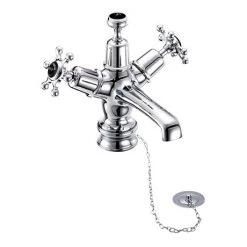 Burlington Birkenhead Regent Black Basin Mixer with Plug & Chain Waste