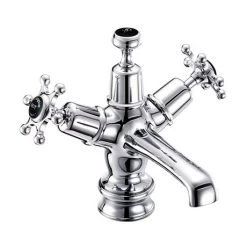 Burlington Birkenhead Regent Black Basin Mixer with Click-Clack Waste
