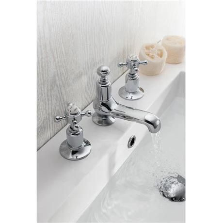 Crosswater - Belgravia Crosshead 3 Tap Hole Basin Mixer - BL130DPC 3 Crosswater - Belgravia Crosshead 3 Tap Hole Basin Mixer - BL130DPC - Image 3