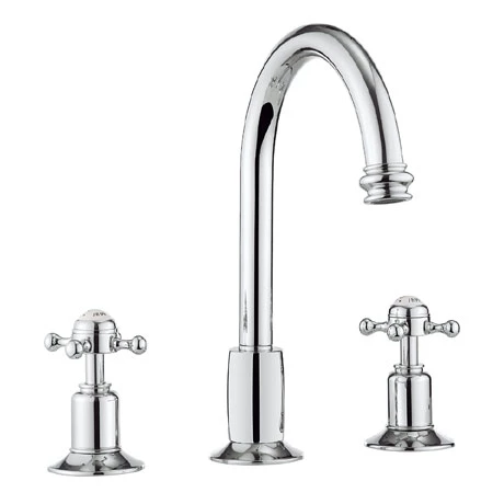 Crosswater - Belgravia Crosshead 3 Tap Hole Tall Basin Mixer with Pop-up Waste - BL135DPC 1 Crosswater - Belgravia Crosshead 3 Tap Hole Tall Basin Mixer with Pop-up Waste - BL135DPC