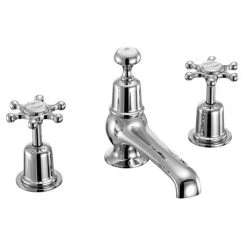 Burlington Birkenhead Chrome 3TH Basin Mixer with Pop Up Waste - BI12