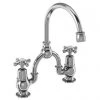 Burlington - Claremont 2TH Bridge Curved Spout Basin Mixer (200mm centers) w Plug & Chain