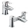 Bristan Capri Contemporary Basin + Bath Filler Tap Pack (inc. Basin Pop-up Waste)