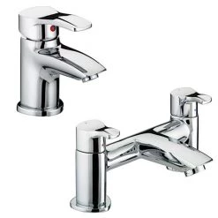 Bristan Capri Contemporary Basin + Bath Filler Tap Pack (inc. Basin Pop-up Waste)