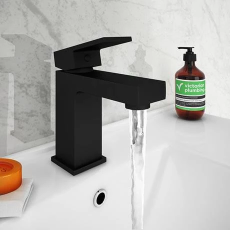 Arezzo Square Matt Black Basin Mono Mixer Tap 2 Arezzo Square Matt Black Basin Mono Mixer Tap - Image 2