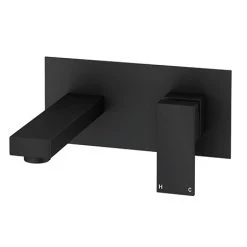 Arezzo Square Matt Black Wall Mounted Basin Mixer Tap