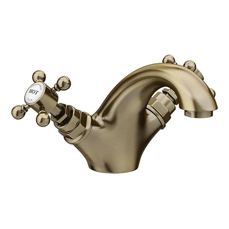 Chatsworth 1928 Antique Brass Traditional Crosshead Mono Basin Mixer Tap 1 Chatsworth 1928 Antique Brass Traditional Crosshead Mono Basin Mixer Tap