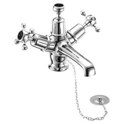 Burlington Claremont Black Basin Mixer with Plug & Chain Waste