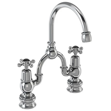 Burlington Claremont Regent Black 2TH Bridge Curved Spout Basin Mixer (200mm centers) 1 Burlington Claremont Regent Black 2TH Bridge Curved Spout Basin Mixer (200mm centers)