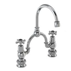 Burlington Claremont Regent Black 2TH Bridge Curved Spout Basin Mixer (230mm centers)