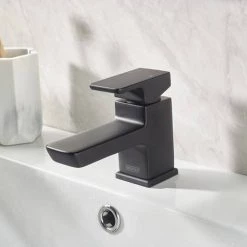 Bristan Cobalt Black Mono Basin Mixer with Clicker Waste 10 Bristan Cobalt Black Mono Basin Mixer with Clicker Waste -Basin Taps Shop COB BAS BLK D4 460