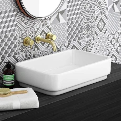 Arezzo Round Brushed Brass Wall Mounted (3TH) Basin Mixer Tap 2 Arezzo Round Brushed Brass Wall Mounted (3TH) Basin Mixer Tap - Image 2