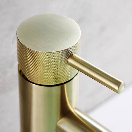JTP Vos Brushed Brass Single Lever Basin Mixer with Designer Handle 2 JTP Vos Brushed Brass Single Lever Basin Mixer with Designer Handle - Image 2