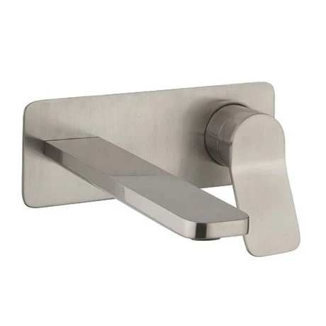 Crosswater Glide II Brushed Stainless Steel Wall Mounted 2 Hole Set Basin Mixer - GD121WNV 1 Crosswater Glide II Brushed Stainless Steel Wall Mounted 2 Hole Set Basin Mixer - GD121WNV