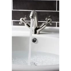 Crosswater - Belgravia Crosshead Highneck Monobloc Basin Mixer with Pop-up Waste - Nickel - HG112DPN 5 Crosswater - Belgravia Crosshead Highneck Monobloc Basin Mixer with Pop-up Waste - Nickel - HG112DPN -Basin Taps Shop HG112DPN D1 460