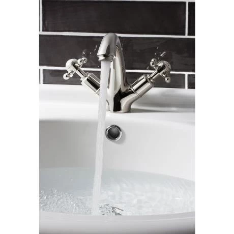 Crosswater - Belgravia Crosshead Highneck Monobloc Basin Mixer with Pop-up Waste - Nickel - HG112DPN 3 Crosswater - Belgravia Crosshead Highneck Monobloc Basin Mixer with Pop-up Waste - Nickel - HG112DPN - Image 3
