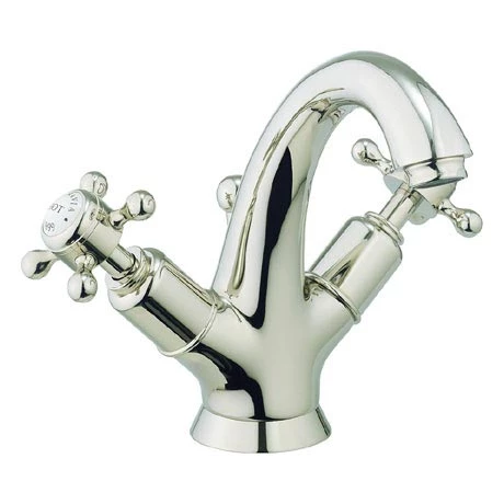 Crosswater - Belgravia Crosshead Highneck Monobloc Basin Mixer with Pop-up Waste - Nickel - HG112DPN 1 Crosswater - Belgravia Crosshead Highneck Monobloc Basin Mixer with Pop-up Waste - Nickel - HG112DPN