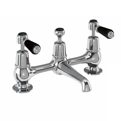 Burlington Kensington Black Bridge Basin Mixer with Plug & Chain Waste 1 Burlington Kensington Black Bridge Basin Mixer with Plug & Chain Waste