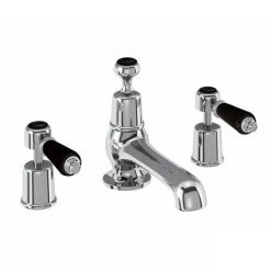 Burlington Kensington Black 3TH Basin Mixer with Pop-up Waste