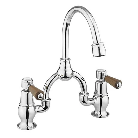 Burlington Kensington Walnut Arch Basin Mixer with Curved Spout (200mm Centres) 1 Burlington Kensington Walnut Arch Basin Mixer with Curved Spout (200mm Centres)