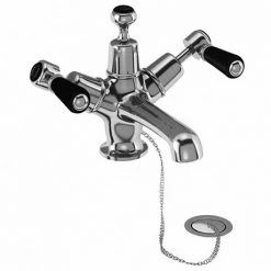 Burlington Kensington Black Basin Mixer with Plug & Chain Waste