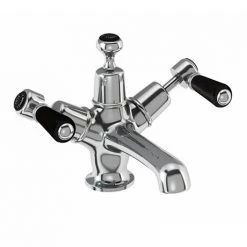 Burlington Kensington Black Basin Mixer with Click-Clack Waste