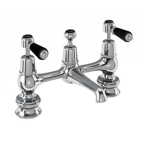 Burlington Kensington Regent Black Bridge Basin Mixer with Plug & Chain Waste 1 Burlington Kensington Regent Black Bridge Basin Mixer with Plug & Chain Waste