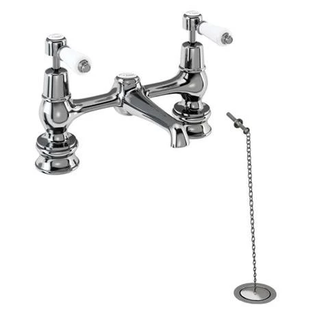 Burlington Kensington Regent 2 Tap Hole Bridge Basin Mixer w/ Plug & Chain - KER10 2 Burlington Kensington Regent 2 Tap Hole Bridge Basin Mixer w/ Plug & Chain - KER10 - Image 2