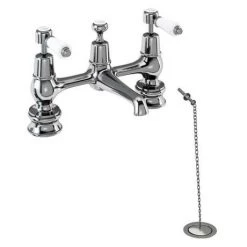 Burlington Kensington Regent 2 Tap Hole Bridge Basin Mixer w/ Plug & Chain - KER10