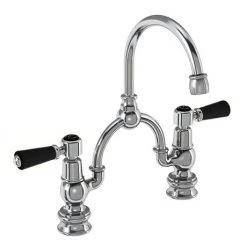 Burlington Kensington Regent Black 2TH Bridge Curved Spout Basin Mixer (230mm centers)