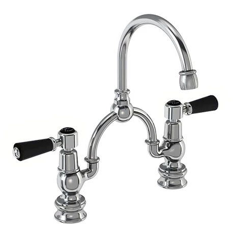 Burlington Kensington Regent Black 2TH Bridge Curved Spout Basin Mixer (230mm centers) 1 Burlington Kensington Regent Black 2TH Bridge Curved Spout Basin Mixer (230mm centers)