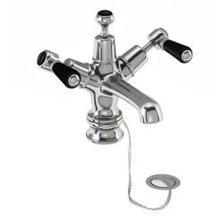 Burlington Kensington Regent Black Basin Mixer with Plug & Chain Waste