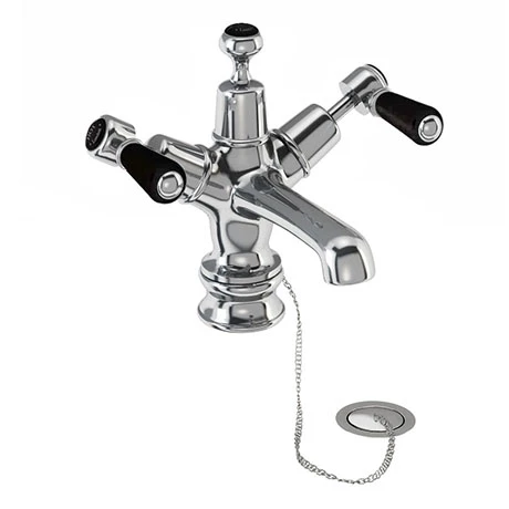 Burlington Kensington Regent Black Basin Mixer with Plug & Chain Waste 1 Burlington Kensington Regent Black Basin Mixer with Plug & Chain Waste