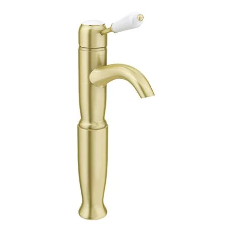 Lancaster Traditional Brushed Brass Tall Mono Basin Mixer 2 Lancaster Traditional Brushed Brass Tall Mono Basin Mixer - Image 2