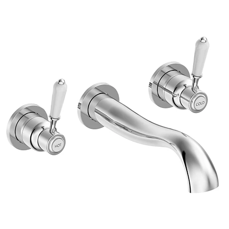 Lancaster Traditional Chrome Wall Mounted Lever Basin Mixer Tap 1 Lancaster Traditional Chrome Wall Mounted Lever Basin Mixer Tap