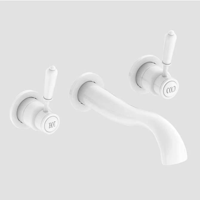 Lancaster Traditional Matt White Wall Mounted Lever Basin Mixer Tap 1 Lancaster Traditional Matt White Wall Mounted Lever Basin Mixer Tap