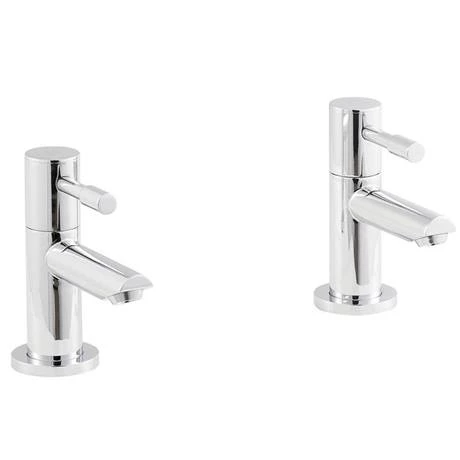 Milton Pair of Chrome Modern Lever Basin Taps 2 Milton Pair of Chrome Modern Lever Basin Taps - Image 2