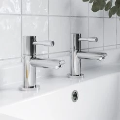 Milton Pair of Chrome Modern Lever Basin Taps