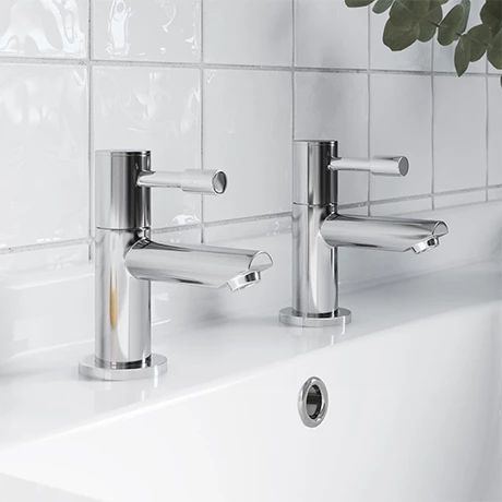 Milton Pair of Chrome Modern Lever Basin Taps 1 Milton Pair of Chrome Modern Lever Basin Taps