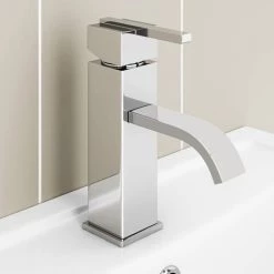 Milan Modern Mono Basin Mixer Tap - Chrome -Basin Taps Shop MIL001 d6n 460