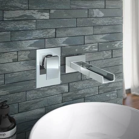 Milan Wall Mounted Waterfall Basin Spout with Manual Valve 2 Milan Wall Mounted Waterfall Basin Spout with Manual Valve - Image 2