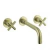 Crosswater MPRO Crosshead Brushed Brass Wall Mounted 3 Hole Set Basin Mixer - PRC130WNF