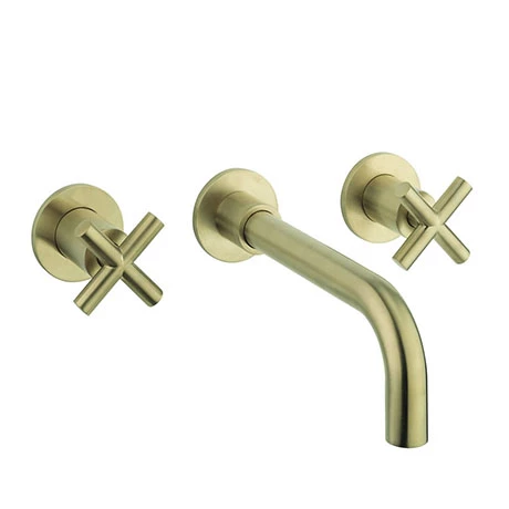 Crosswater MPRO Crosshead Brushed Brass Wall Mounted 3 Hole Set Basin Mixer - PRC130WNF 1 Crosswater MPRO Crosshead Brushed Brass Wall Mounted 3 Hole Set Basin Mixer - PRC130WNF