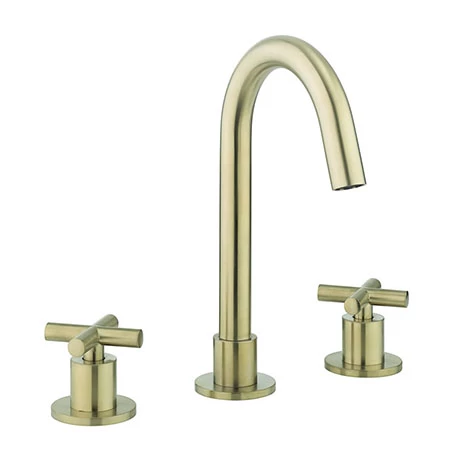 Crosswater MPRO Crosshead Brushed Brass Deck Mounted 3 Hole Set Basin Mixer - PRC135DNF 1 Crosswater MPRO Crosshead Brushed Brass Deck Mounted 3 Hole Set Basin Mixer - PRC135DNF