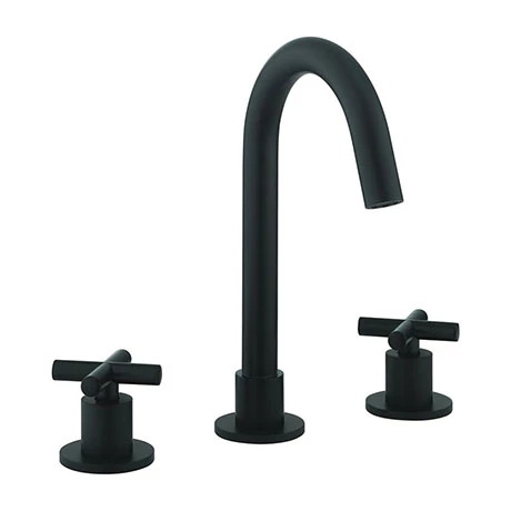 Crosswater MPRO Crosshead Matt Black Deck Mounted 3 Hole Set Basin Mixer - PRC135DNM 1 Crosswater MPRO Crosshead Matt Black Deck Mounted 3 Hole Set Basin Mixer - PRC135DNM
