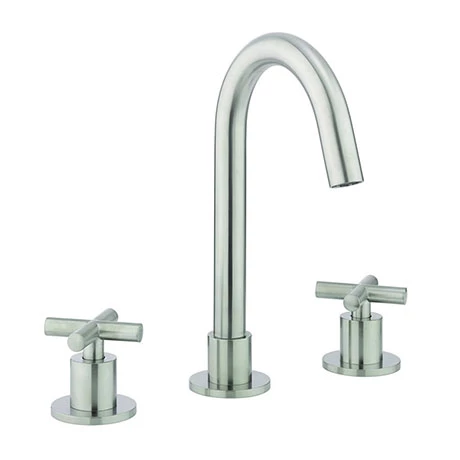 Crosswater MPRO Crosshead Brushed Stainless Steel Deck Mounted 3 Hole Set Basin Mixer - PRC135DNV 1 Crosswater MPRO Crosshead Brushed Stainless Steel Deck Mounted 3 Hole Set Basin Mixer - PRC135DNV