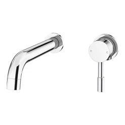 Primo Round Chrome Wall Mounted 2TH Basin Mixer Tap