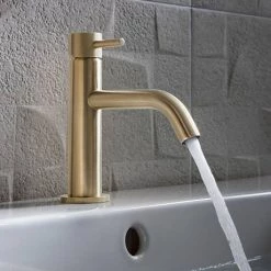 Crosswater MPRO Monobloc Basin Mixer with Knurled Detailing - Brushed Brass - PRO110DNF_K 5 Crosswater MPRO Monobloc Basin Mixer with Knurled Detailing - Brushed Brass - PRO110DNF_K -Basin Taps Shop PRO110DNF K d2 460