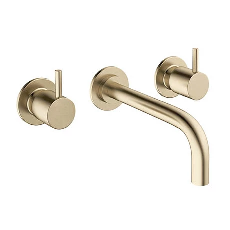 Crosswater MPRO Wall Mounted 3 Hole Set Basin Mixer - Brushed Brass - PRO130WNF+ 1 Crosswater MPRO Wall Mounted 3 Hole Set Basin Mixer - Brushed Brass - PRO130WNF+