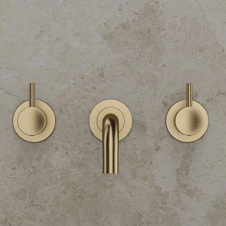 Crosswater MPRO Wall Mounted 3 Hole Set Basin Mixer - Brushed Brass - PRO130WNF+ 2 Crosswater MPRO Wall Mounted 3 Hole Set Basin Mixer - Brushed Brass - PRO130WNF+ - Image 2